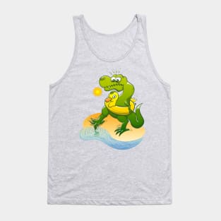 Timorous Tyrannosaurus Rex dipping a toe in water Tank Top